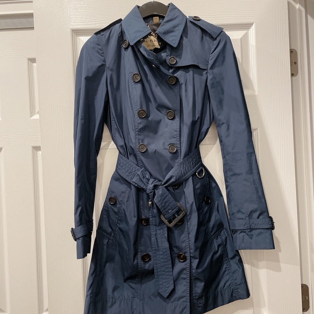 BURBERRY Nylon Navy blue trench coat